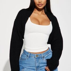 Cool girl mood bolero sweater - black